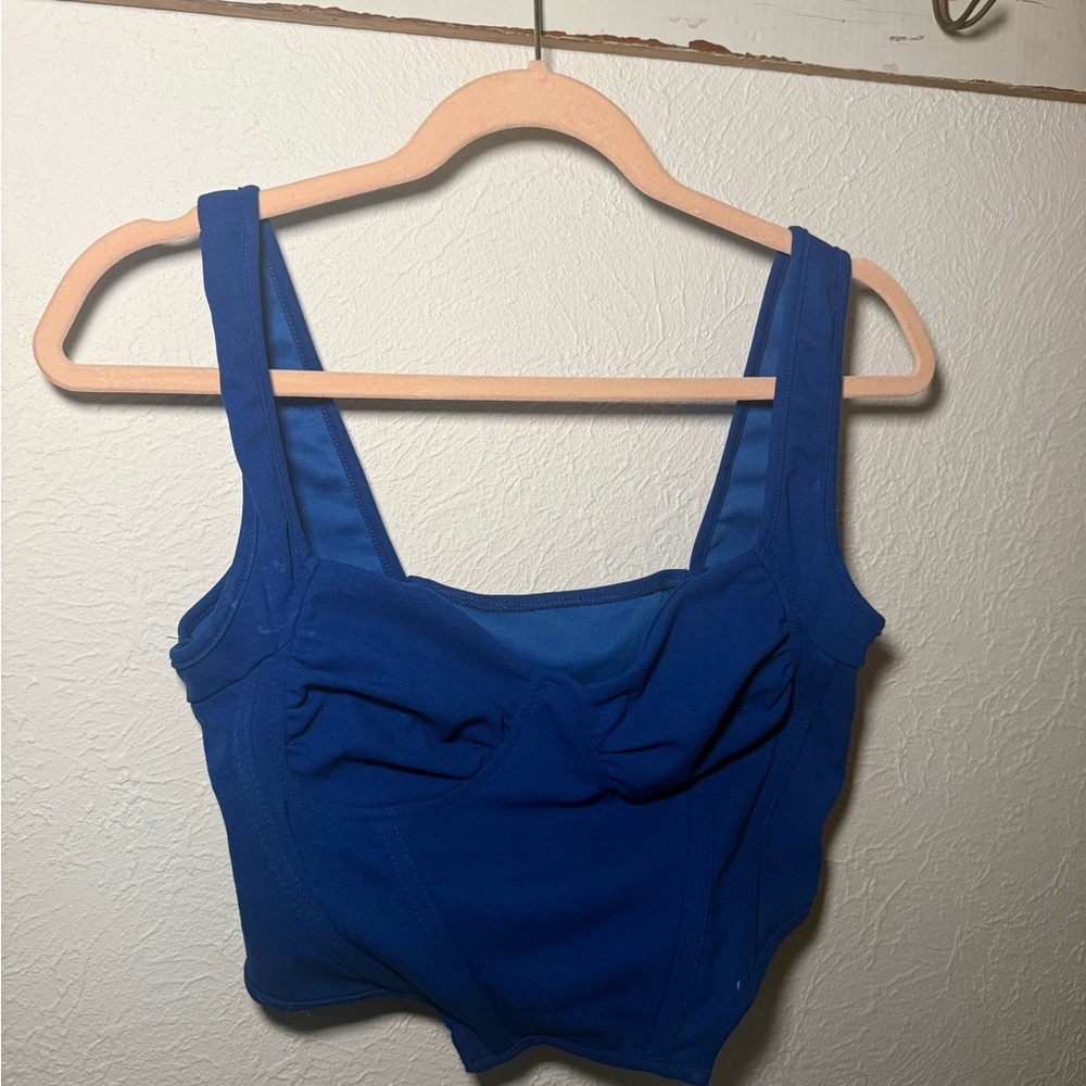 Blue Cropped Tank Top